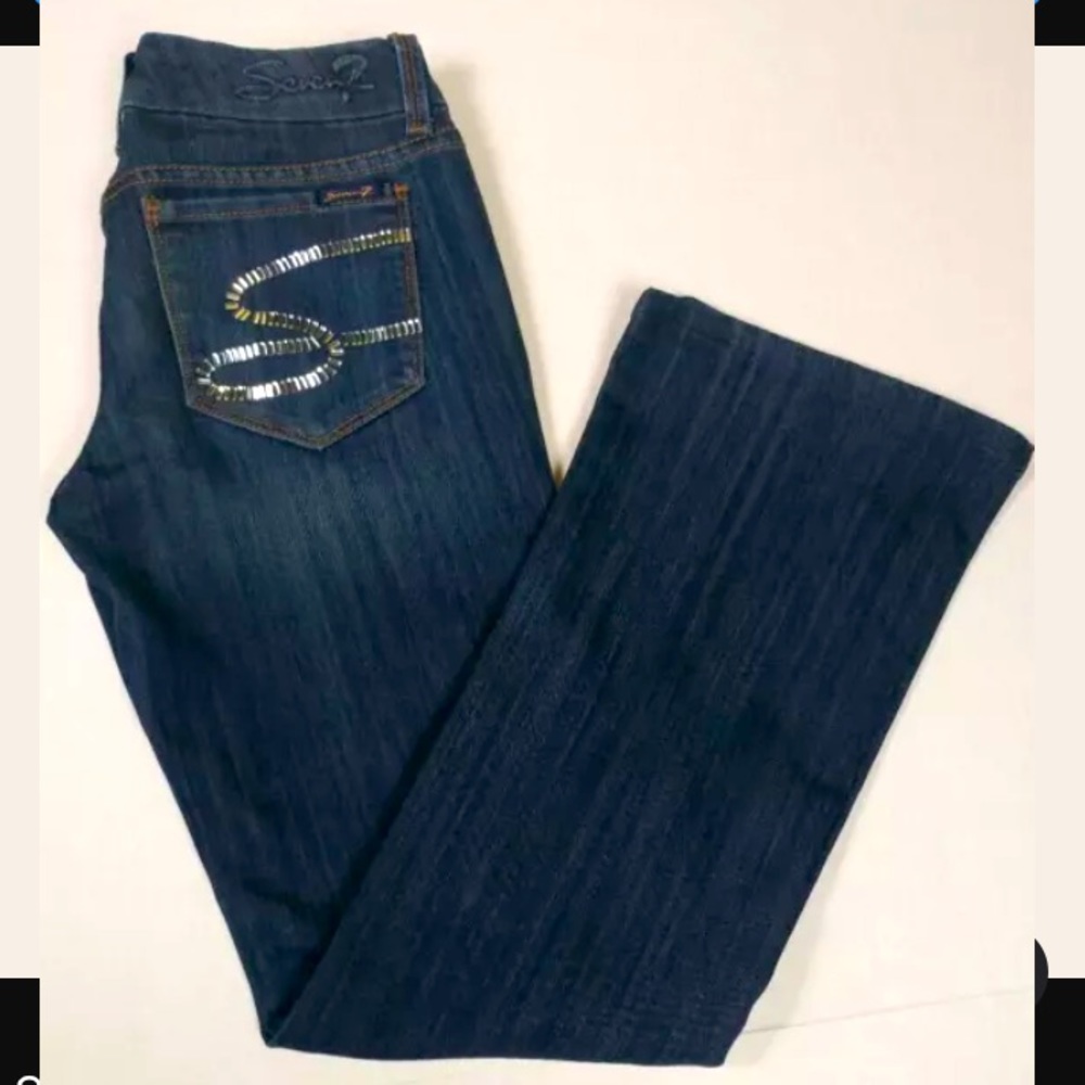 Seven 7 Denim Blue Jeans Bootcut Rhinestones